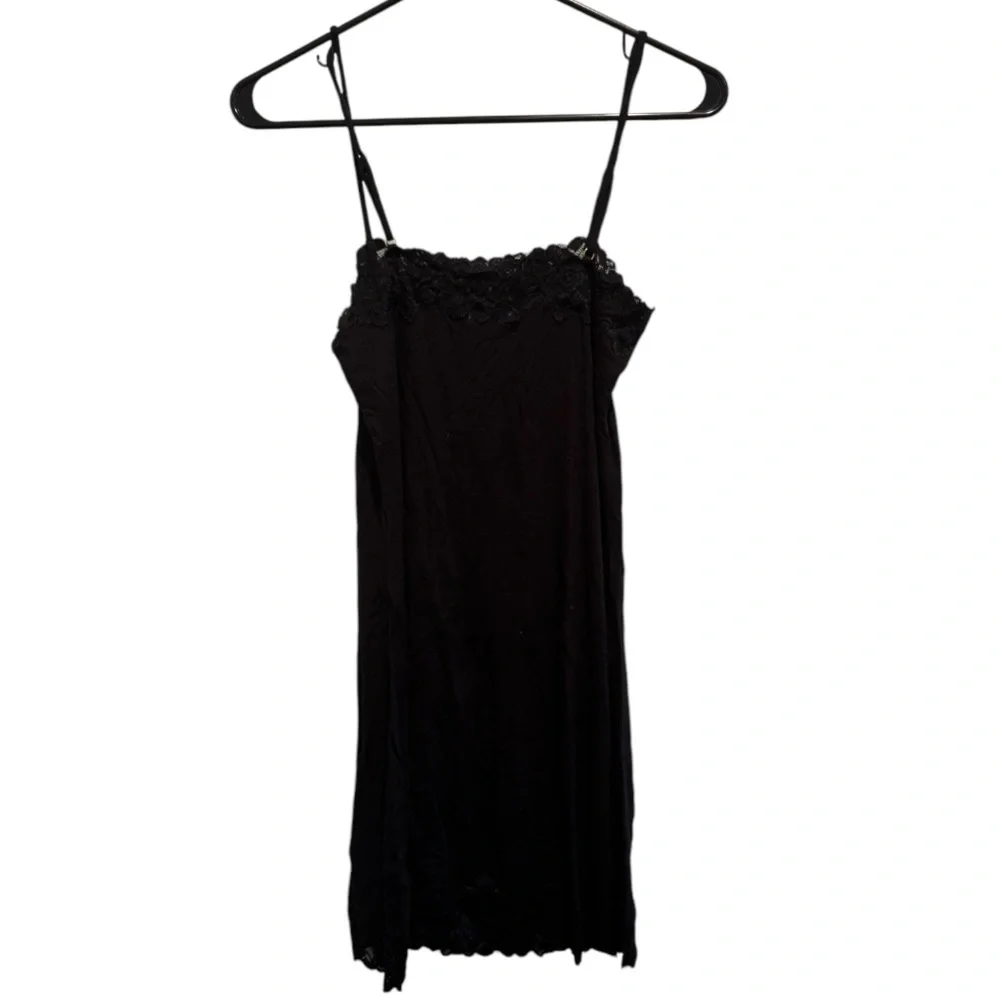 Black Mini Dress With Lace Trim - Picture 4 of 14